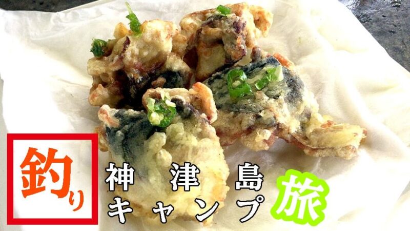 サバとカワハギの干物を天ぷらに！最高の釣り飯｜神津島釣りキャンプ