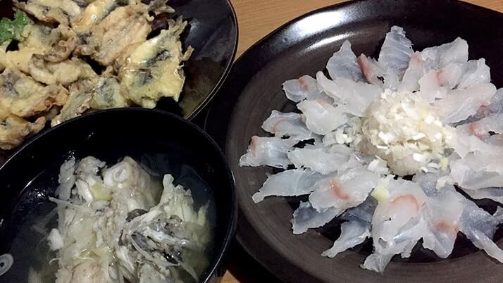 釣って寝かせたヒラメの薄造り・潮汁と小サバの天ぷら…〆はヒラメ茶漬け！
