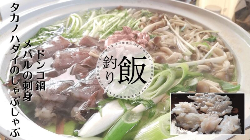 ドンコ鍋とタカノハダイのしゃぶしゃぶとメバルの刺身｜釣り飯