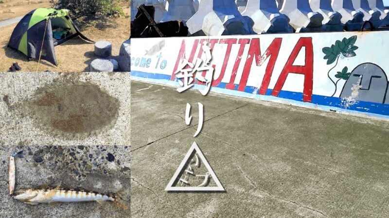 新島釣りキャンプ第二弾｜強風の中サビキにヒラメ!?【DAY1】