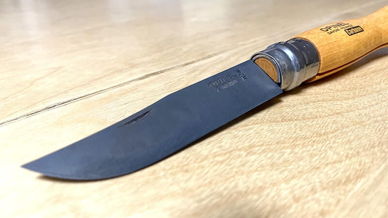 OPINELカーボンスチールナイフを黒錆加工（オピネル定番アウトドアナイフ）