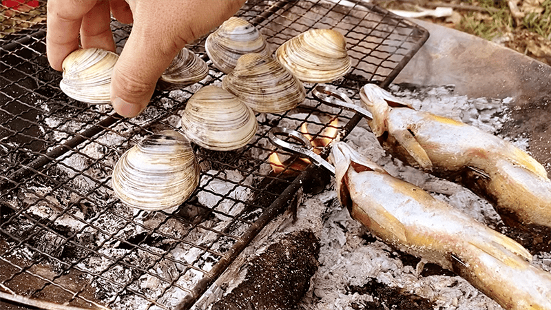 夏の若洲海浜公園デイキャンプで海老・貝・鮎…魚介類BBQ！【後編】