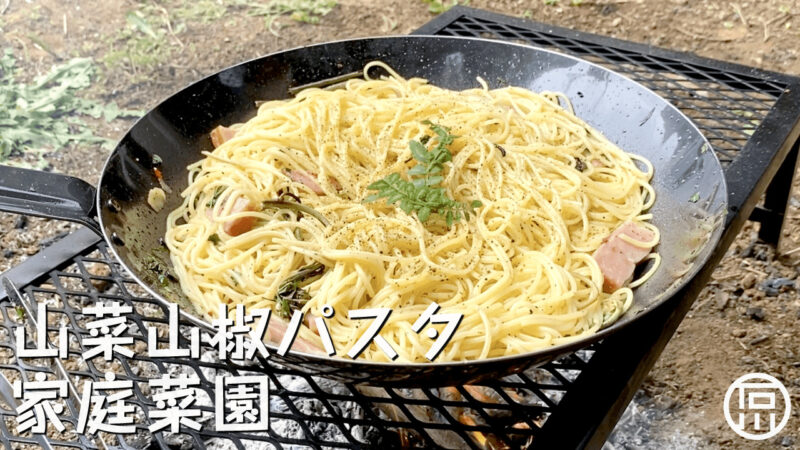 焚き火で山菜山椒パスタのち家庭菜園畝追加｜ほんのり田舎暮らし