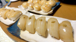新島で釣ったアオリイカとケンサキイカを頬張る！刺身・寿司・天ぷらの釣り飯編