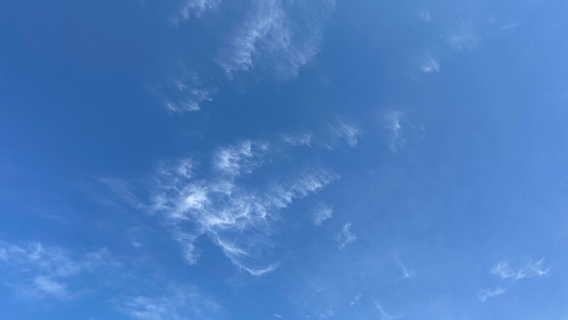 初夏の晴れた日に見上げた青空と薄い雲