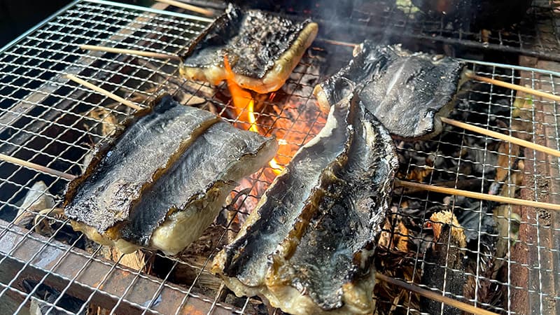 両面をしっかりと炭火で焼いたウナギの身