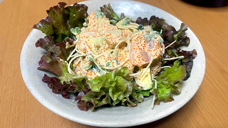 チヌで作ったプチプチサラダ